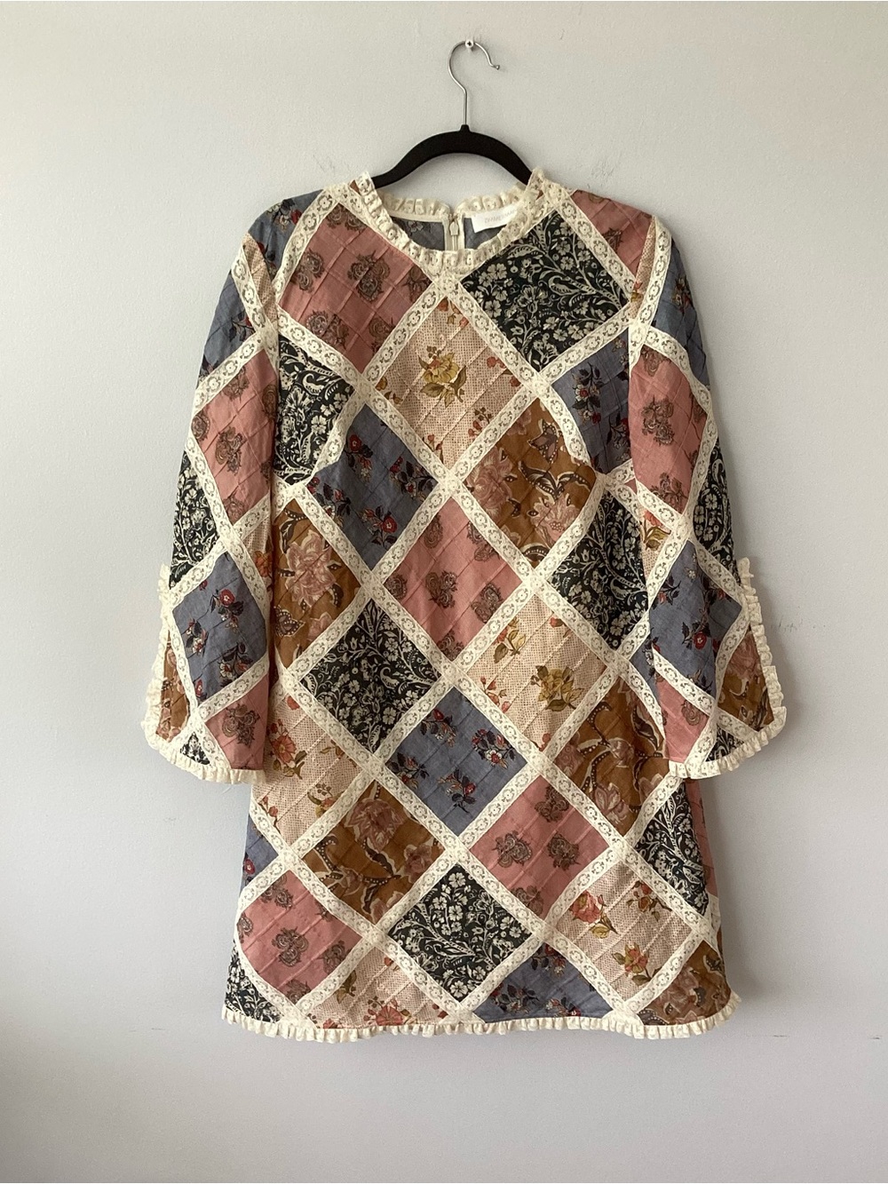 Zimmermann Postcard Patchwork Lace Mini Dress Size 3 US 8/10 w Slip SS22